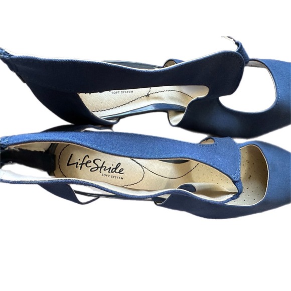 LifeStride Soft System Navy Blue Fabric Crisscross Heel Zip Ankle Women 11M - Picture 5 of 8